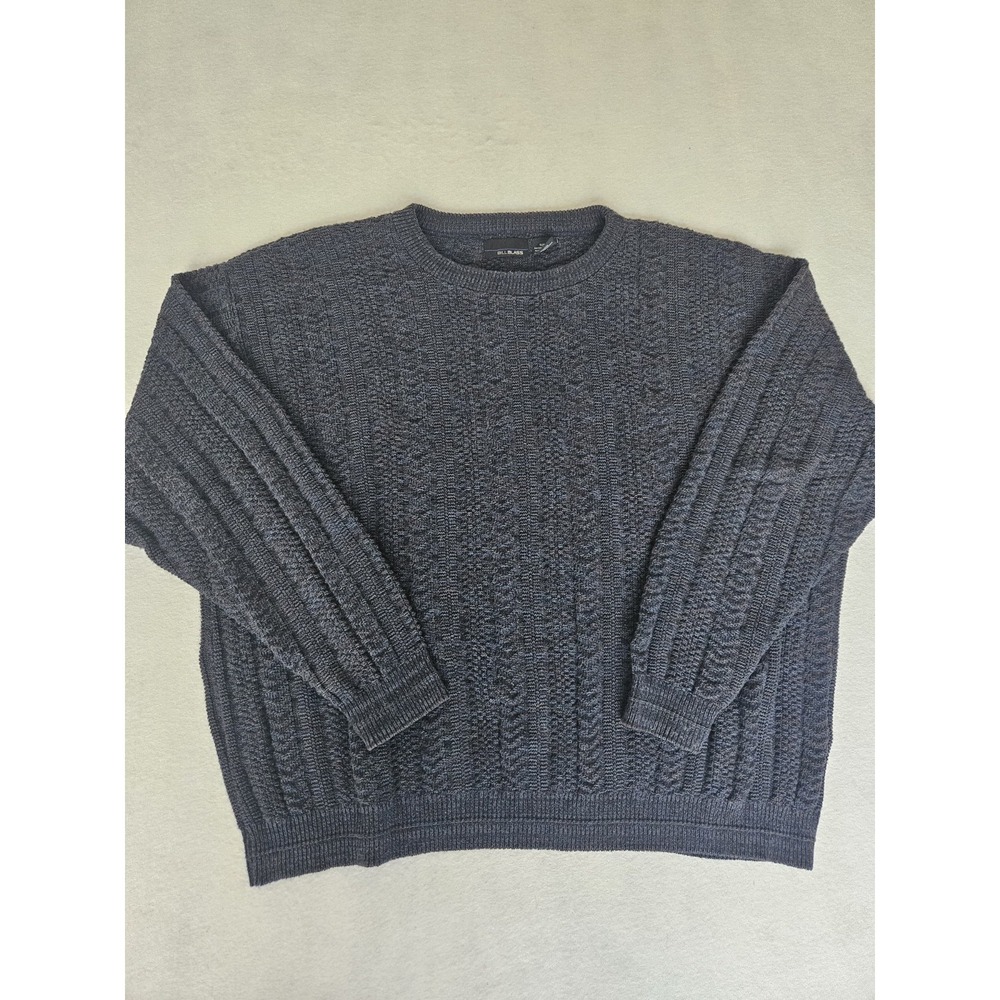 Vintage Bill Blass Knit Sweater Mens 2X Blue Textured Crewneck Cotton Blend 90s